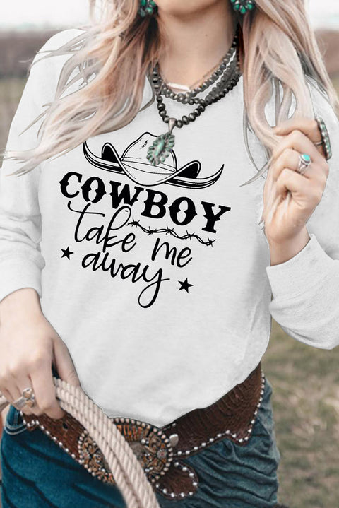 COWBOY llévame lejos Sudadera blanca gráfica