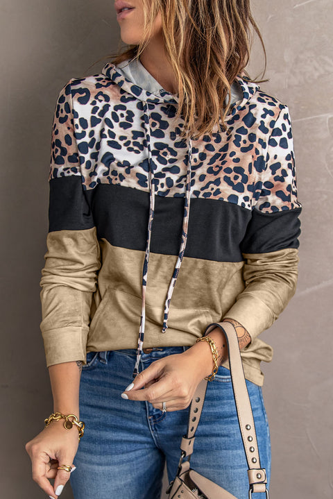 Sudadera con capucha y diseño teñido anudado con estampado de leopardo