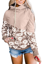 Floral Splicing Cowl Neck Hoodie