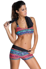 Multicolor Sports Bra Tankini Swimsuit with Black Vest