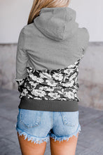 Floral Splicing Cowl Neck Hoodie