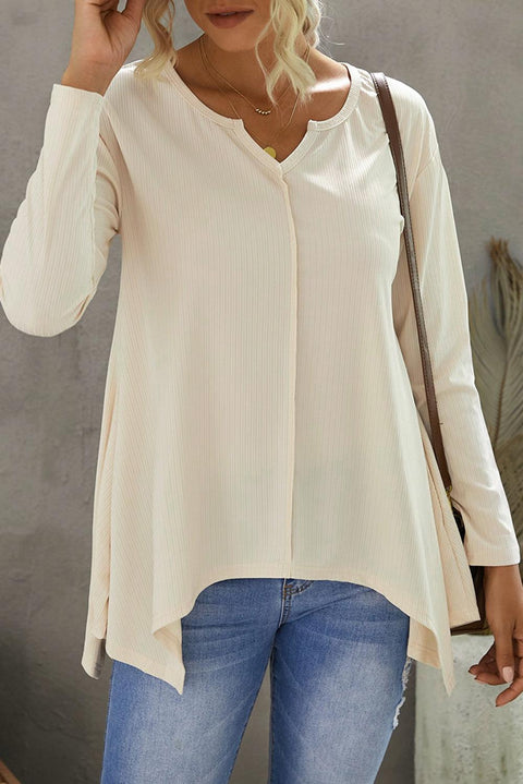 Asymmetric Hemline Long Sleeve Top - HannaBanna Clothing