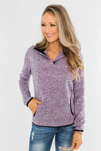 Heathered Turn-down Collar Pullover Sweatshirt