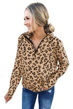 Women's Warm Quarter Zip Leopard Sherpa Pullover