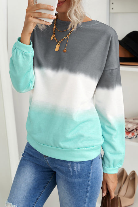 Color Block Tie Dye Pullover Sweatshirt