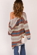 Striped Color Block Hollowed Knit Cardigan