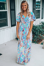 Wrap V Neck Floral Maxi Dress