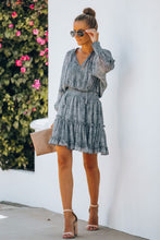 Print Smocked Puff Sleeve Tiered Ruffled Mini Dress