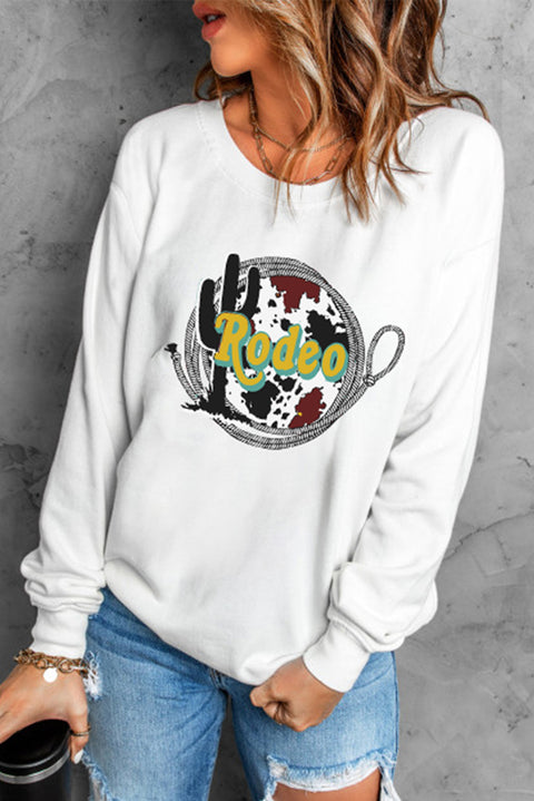 COWBOY take me away Graphic White Sweatshirt