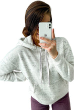 Marbled Drawstring Cropped Hoodie