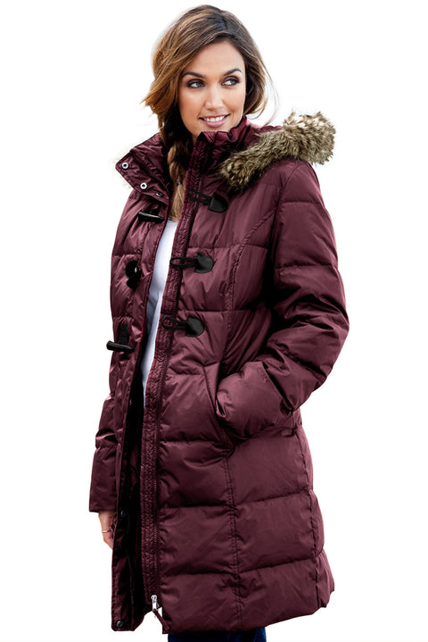 Toggle Button Quilted Coat for Women