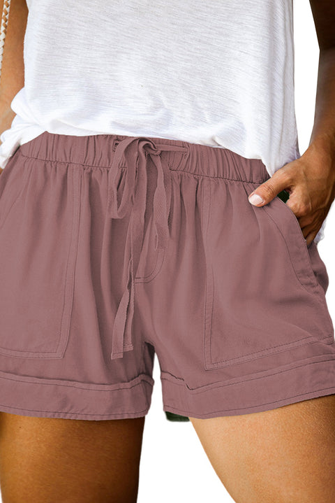 Elastic Waist Drawstring Pocket Shorts