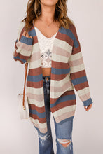 Striped Color Block Hollowed Knit Cardigan