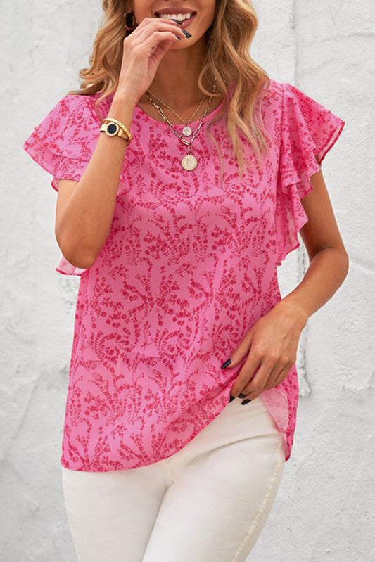 Floral Ruffle Short Sleeve Tee