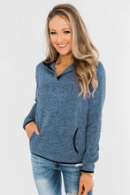 Heathered Turn-down Collar Pullover Sweatshirt