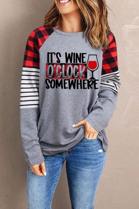 Buffalo Plaid & Stripe Splicing Long Sleeve Top - HannaBanna Clothing