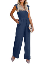 Flutter Sleeve Smocked Wide Leg Jumpsuit