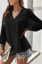 Swiss Dot Bubble Sleeve Blouse