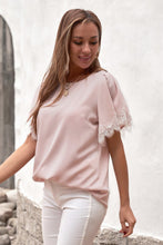 Satin Lace Flutter Sleeve Top