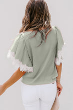 Satin Lace Flutter Sleeve Top