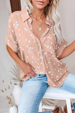 Stars Print Cuffed Sleeves Shirt