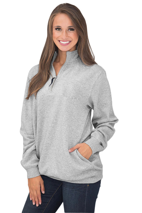 Burgundy Pocket Style Quarter Zip Sweatshirt