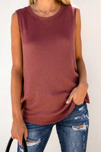 Rust Red Crew Neck Waffle Tank Top