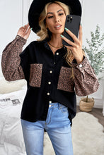 Sky Blue Contrast Leopard Denim Jacket