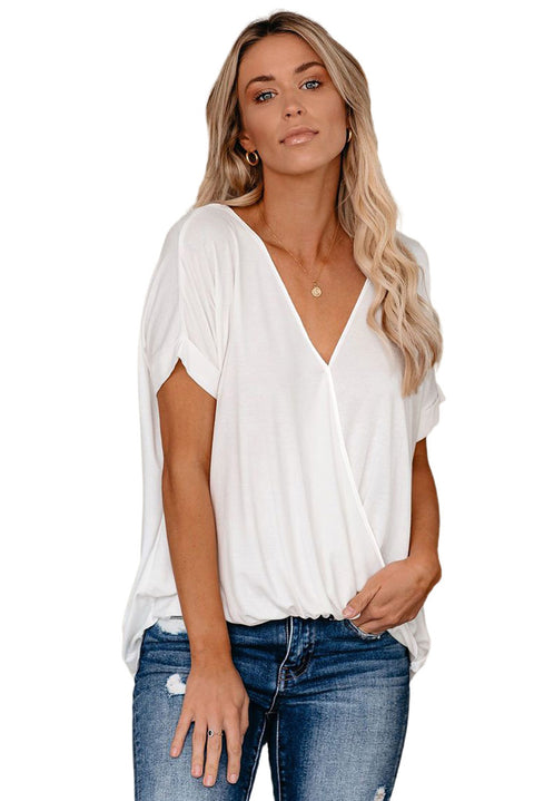 Short Sleeves Drape Knit Top