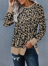 Women's Round Neck Long Sleeve Leopard Print Loose Fit Sweatshirt