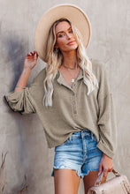 Khaki Buttoned Loose Long Sleeve Shirt