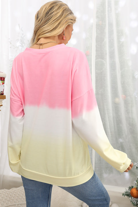 Color Block Tie Dye Pullover Sweatshirt