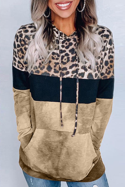 Sudadera con capucha y diseño teñido anudado con estampado de leopardo