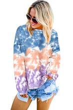 Color Block Tie Dye Pullover Sweatshirt