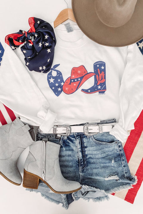 COWBOY take me away Graphic White Sweatshirt