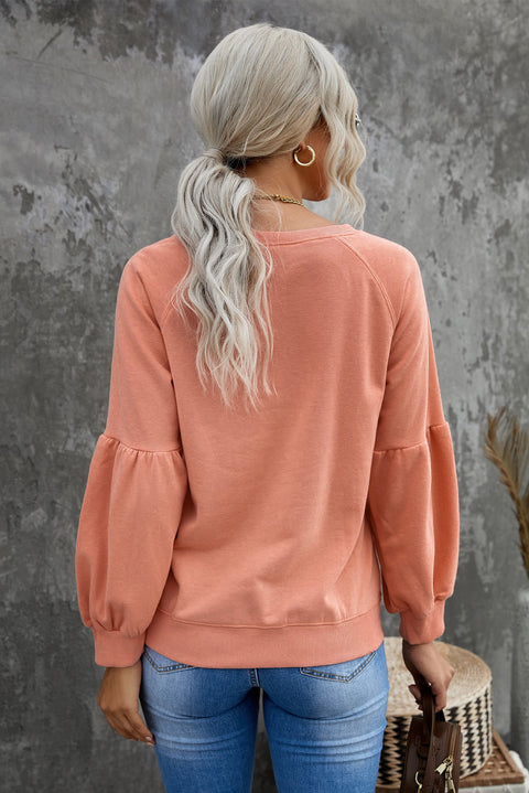 Raglan Patchwork Sleeve Pullover Sweatshirt