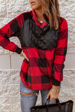 Long Sleeve Plaid Paneled Sweatshirt