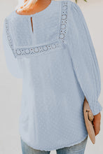 Swiss Dot Hollow Out Ruffle Sleeve Blouse