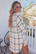 Oversized Plaid Pattern Shacket with Slits