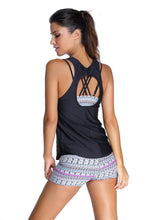 Multicolor Sports Bra Tankini Swimsuit with Black Vest