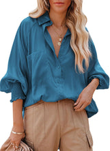 Billowy Sleeves Pocketed Shirt - HannaBanna Clothing