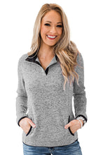 Heathered Turn-down Collar Pullover Sweatshirt