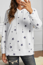 Star Print Hoodie with Side Slits