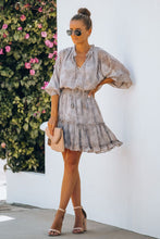 Print Smocked Puff Sleeve Tiered Ruffled Mini Dress