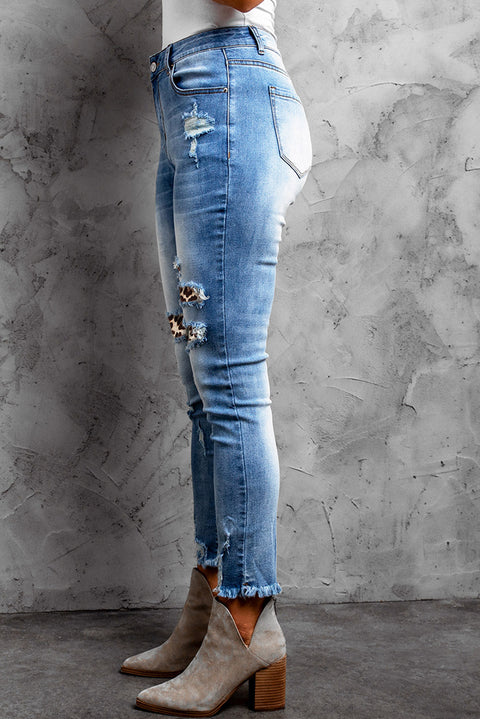 Medium Wash Distressed Skinny Ankle Jeans