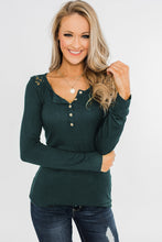 Lace Back Buttoned Henley Top