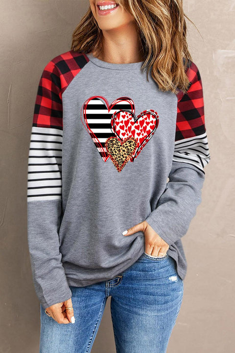 Buffalo Plaid & Stripe Splicing Long Sleeve Top - HannaBanna Clothing