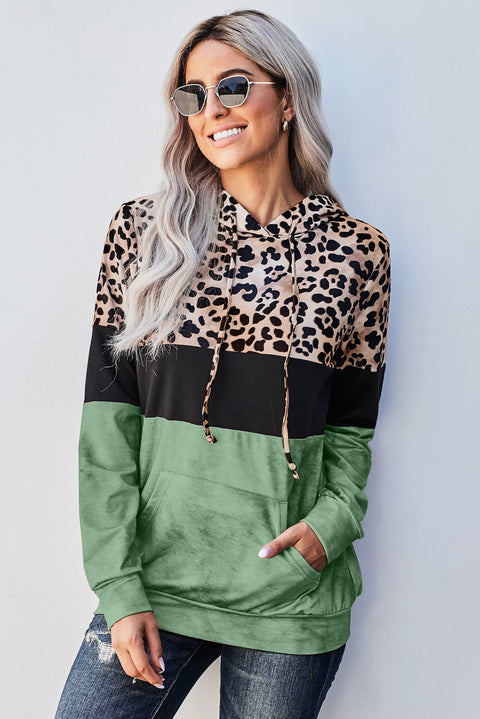 Sudadera con capucha y diseño teñido anudado con estampado de leopardo