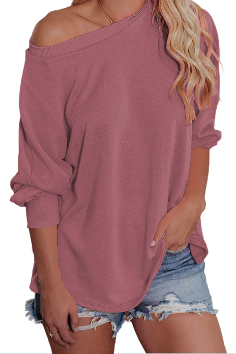 Plain Relaxed Fit Crew Neck Pullover Sweatshirt