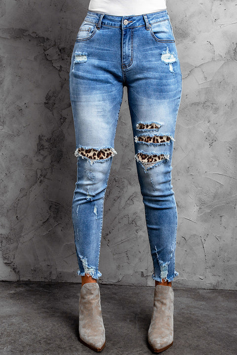 Medium Wash Distressed Skinny Ankle Jeans